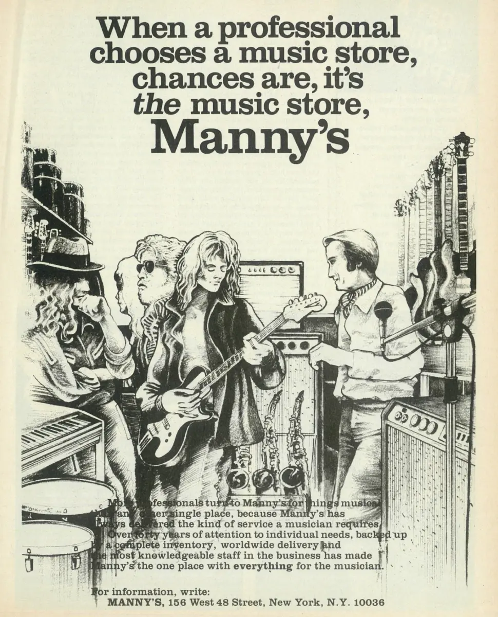Vintage Manny's Advertisement
